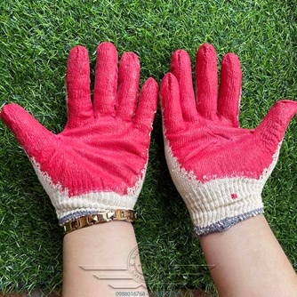 Găng Tay Bảo Hộ Lao Động, Găng Tay Sợi Cao Su Đỏ