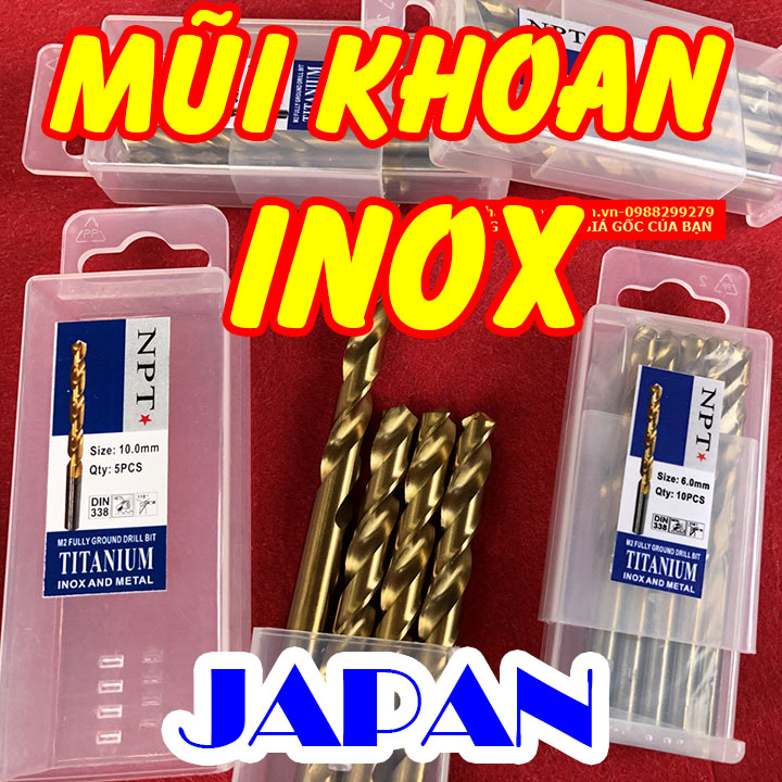 Mũi khoan Inox phủ Titan Japan, Me Khoan Inox HSS Nhật